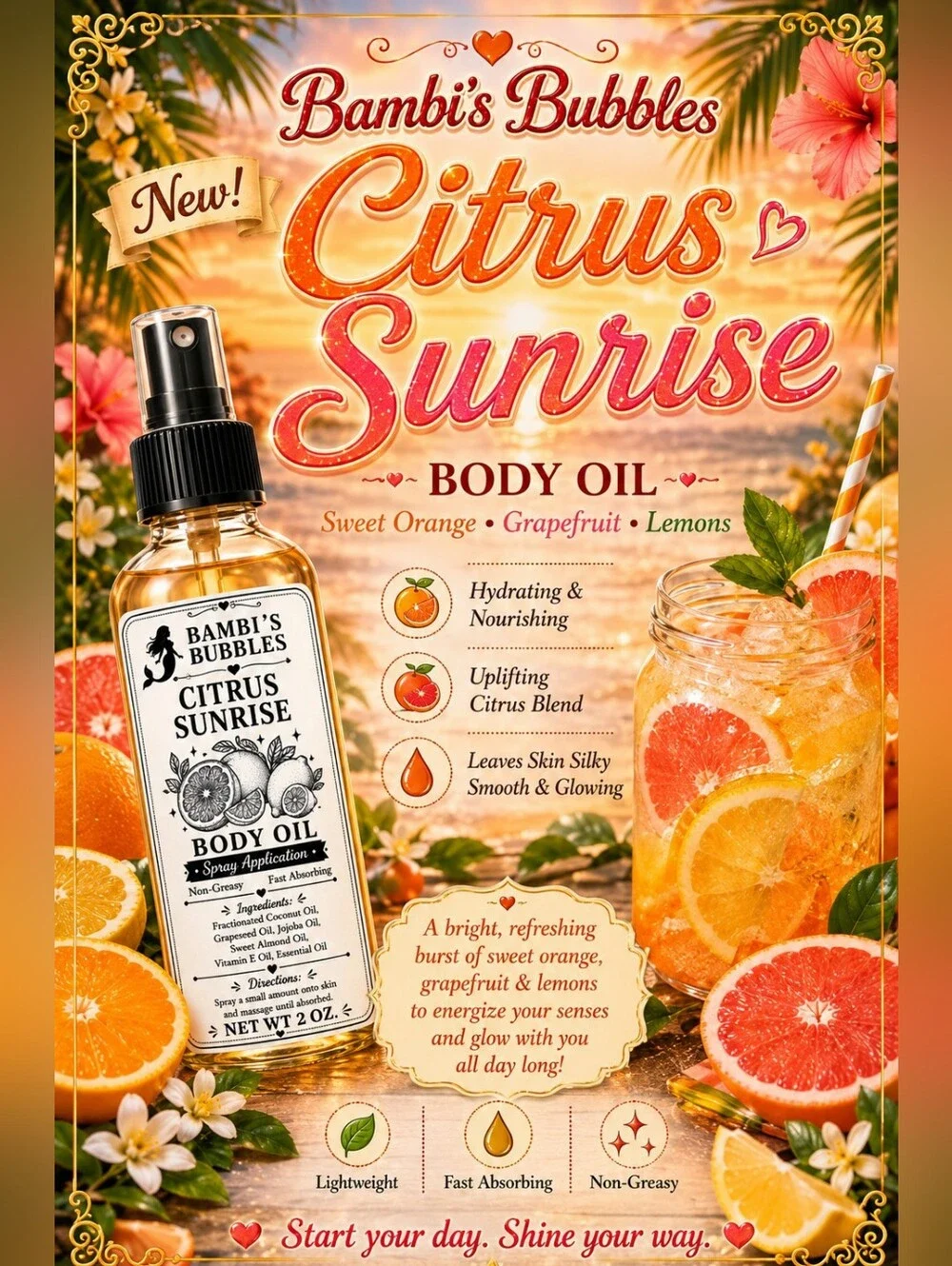 New! Lemonade Collection 2oz Body Oils Assorted Sniffs